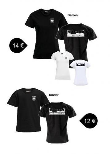 T-Shirts mit Rundhals und  V-Ausschnitt für Damen und Kinder